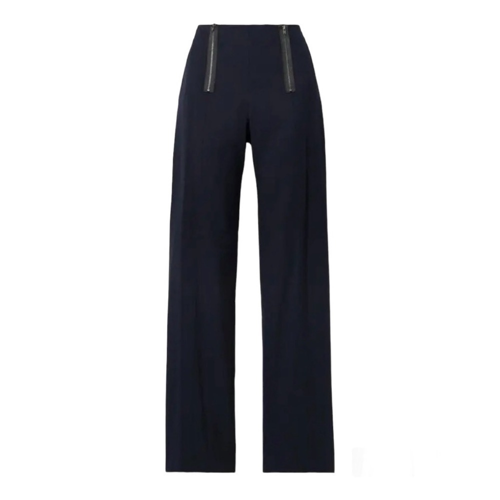 Jason Wu Zip Embellished Twill Straight Leg Womens Pants Size 4 Color Blue